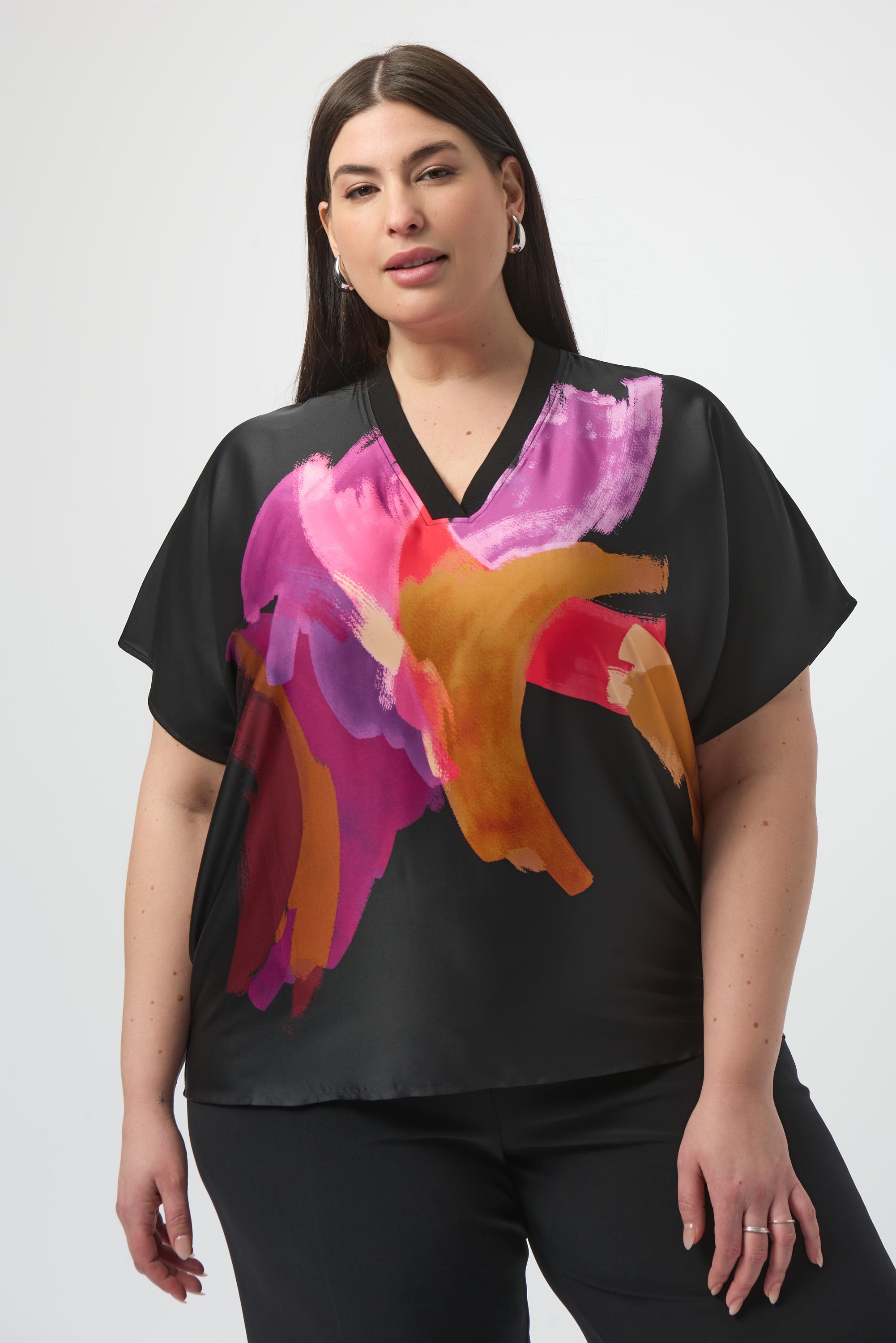 SATIN ABSTRACT PRINT BOXY TOP