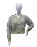 WOVEN LOOK CARDIGAN