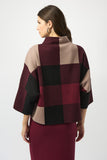 CHECKERED MOCK NECK SWEATER