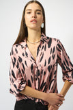 SATIN ANIMAL PRINT DRAPED TOP