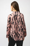 SATIN ANIMAL PRINT DRAPED TOP