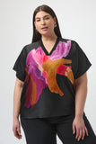 SATIN ABSTRACT PRINT BOXY TOP