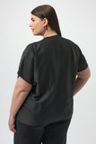 SATIN ABSTRACT PRINT BOXY TOP