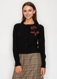 FLORAL EMBROIDERED CROPPED CARDI