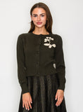 FLORAL EMBROIDERED CROPPED CARDI