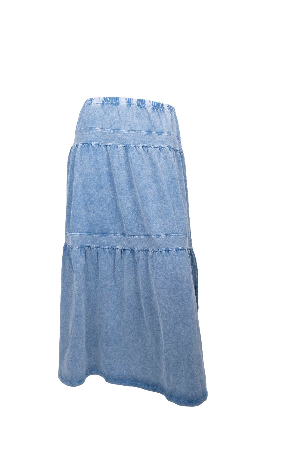WASHED TIERED BANDED MAXI SKIRT