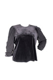 VELOUR LACE PUFFED SLEEVE TOP